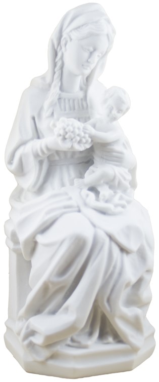 Beeld OLV & kind/druiven - kunsthars/wit - 19cm