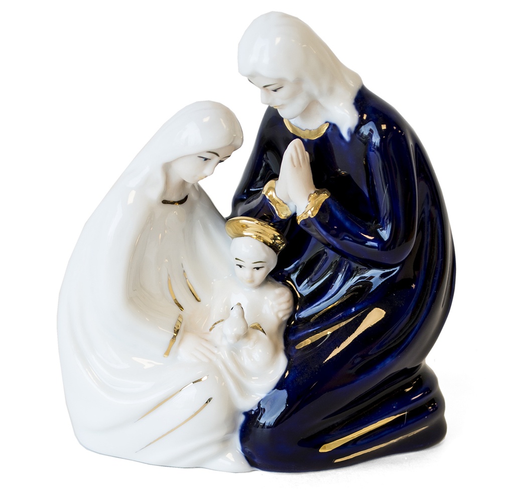 Beeld H.Familie - porcelein/donker blauw goud - 12cm