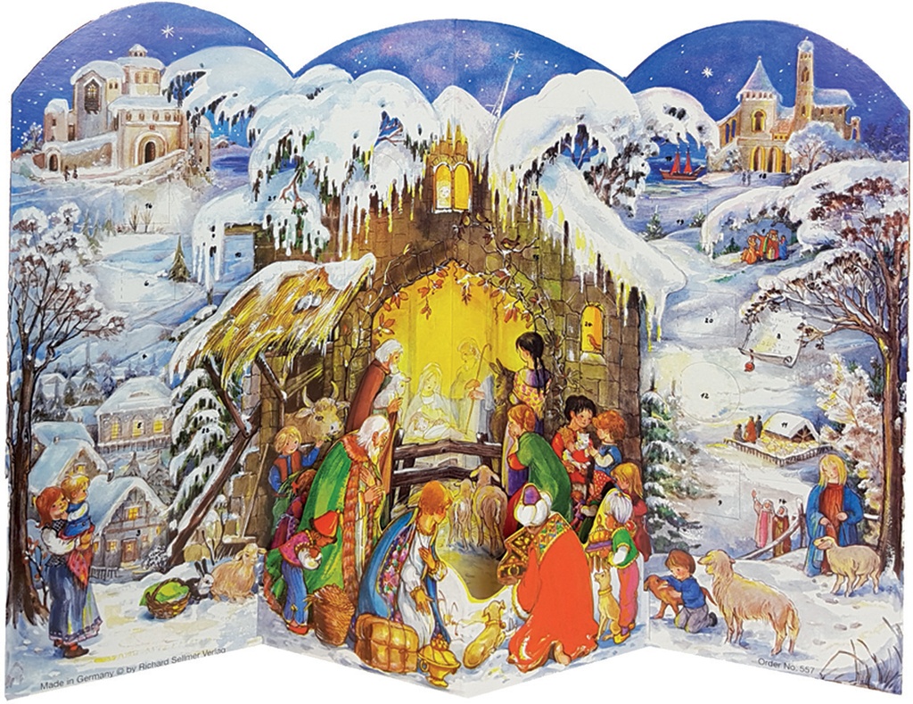 Adventskalender 3D 26,5x35cm in cello/zonder tekst