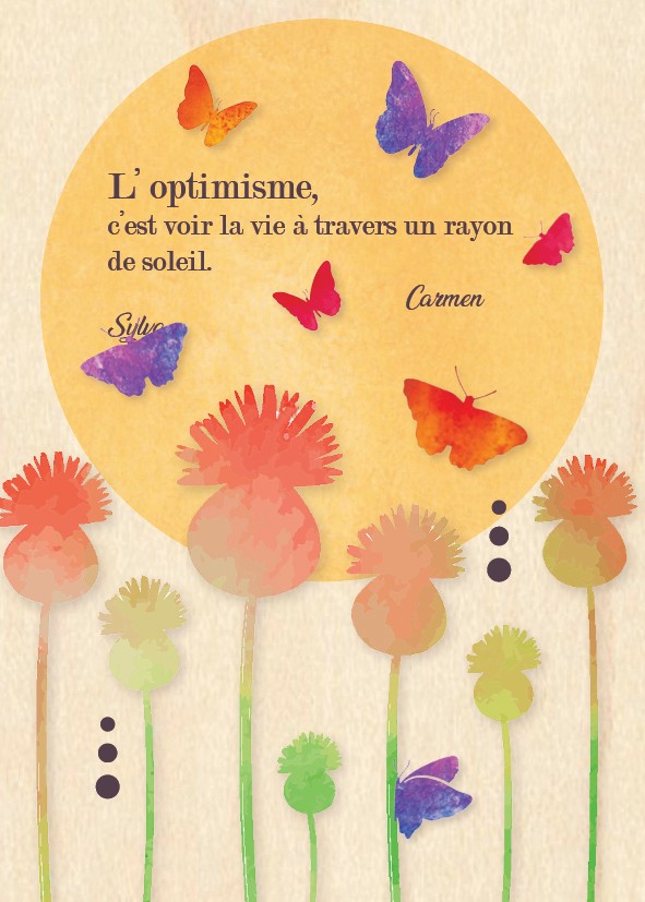 Carte en bois - 10x15cm - L'optimisme, c'est voir la vie … t