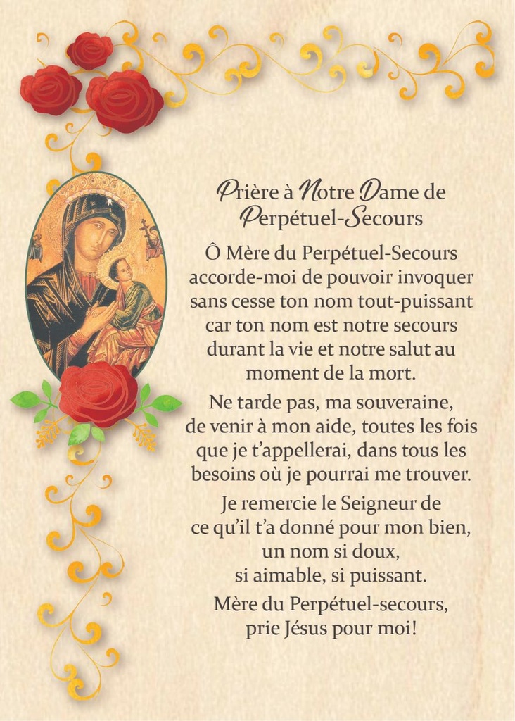 Holzkarte/magnet - 10x14cm - Prière … Notre Dame de Perpétue