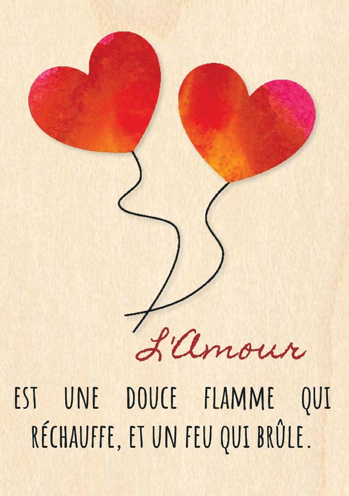 Wenskaart hout - 10x14cm - L'Amour est une douce...