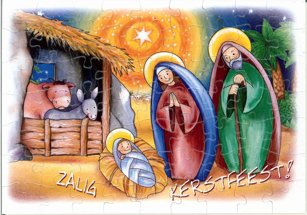 Kerstkaart/puzzel Zalig Kerstfeest - cello (110x150mm)