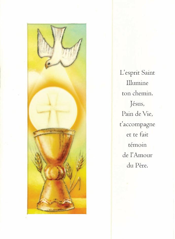 Carte double/vitrail - Communion/L'Esprit Saint - 10,5x15cm/