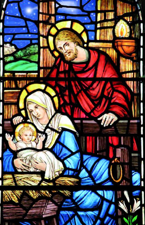 Kerstkaart/vitro-dubbel - H. Familie - cello+omslag (110x150mm)