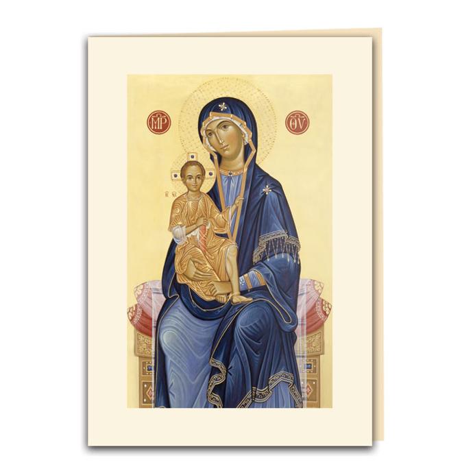 Kerstkaart/vitro-dubbel - OLVrouw met kind - cello+omslag (110x150mm)