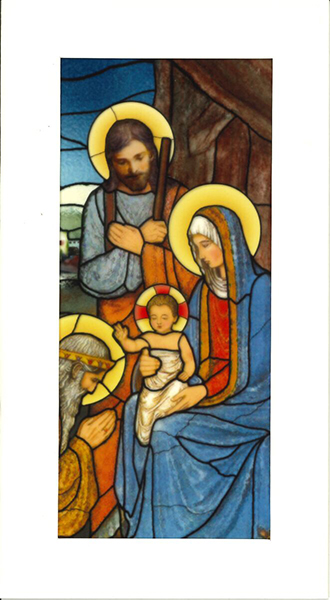 Kerstkaart/vitro-dubbel - H. Familie - cello+omslag (85x150mm)