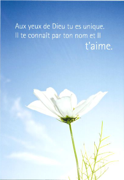 Kaart - 10x15cm - Aux yeux de Dieu tu es unique...