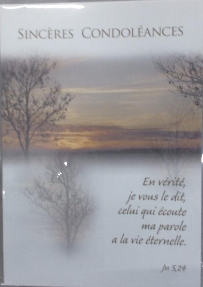 Kaart - 10x15cm - Sincères Condoléa nces, En vérité ... Jean 5,24