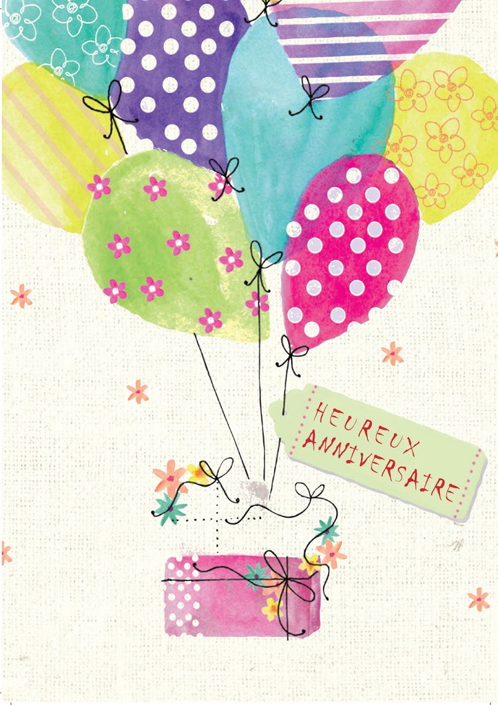 Kaart - 10x15cm - Heureux Anniversaire