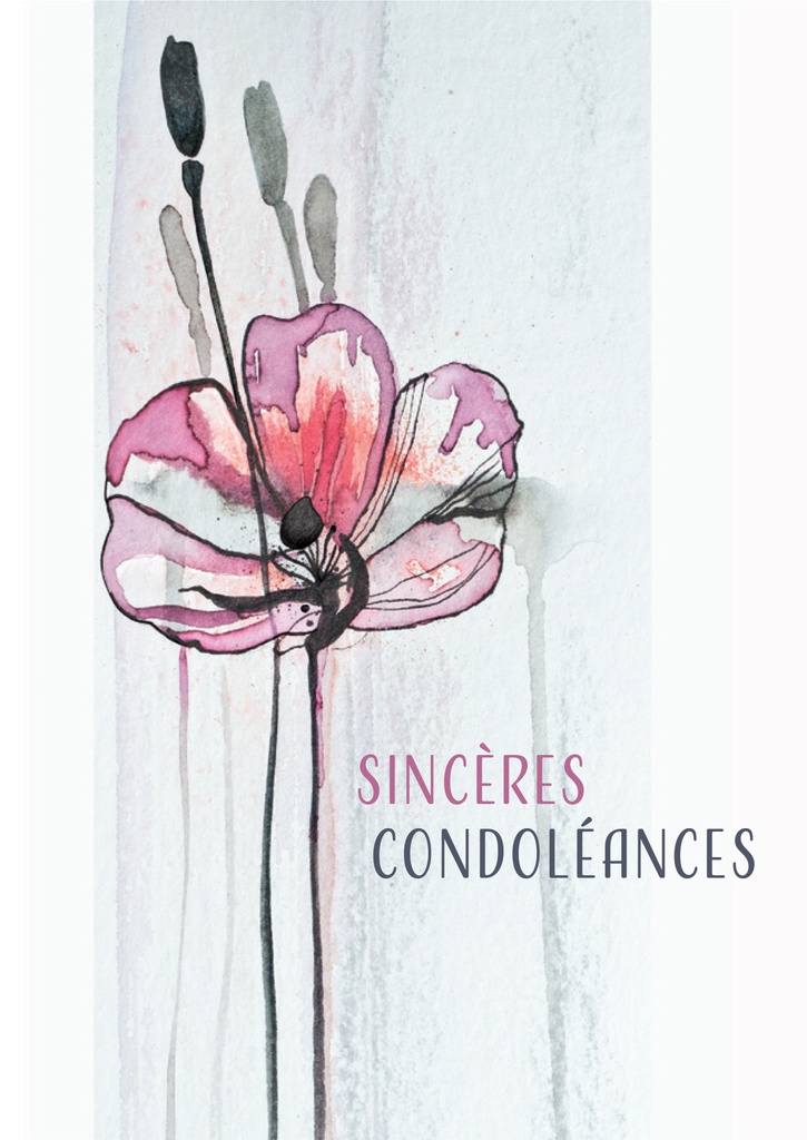 Carte simple - 10x15cm - Sincères Condoléances