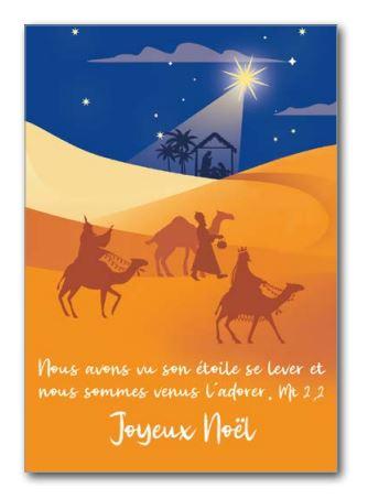 Kerstkaart 10x15cm - Joyeux Noël, Nous avons vu son étoile ... Mt 2,2