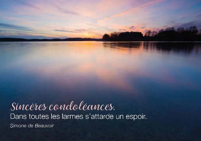 Carte simple 10,5x15cm - Sincères condoléances dans toutes l