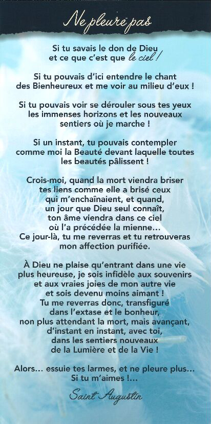 Tekstkaart 10,5x21cm + enveloppe - Ne pleure pas