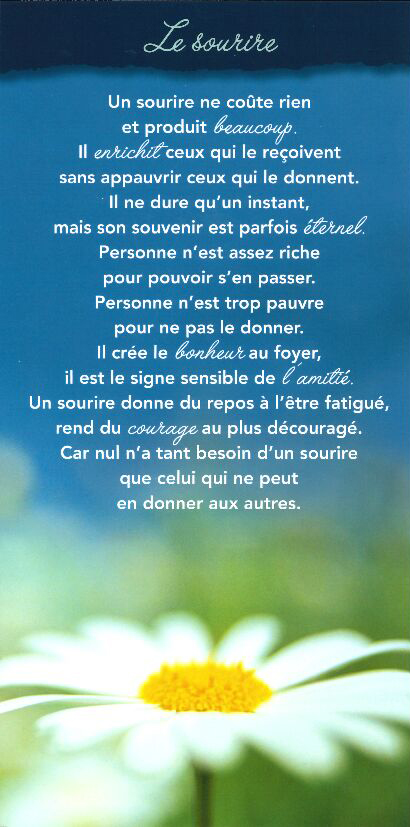 Tekstkaart 10,5x21cm + enveloppe - Le Sourire