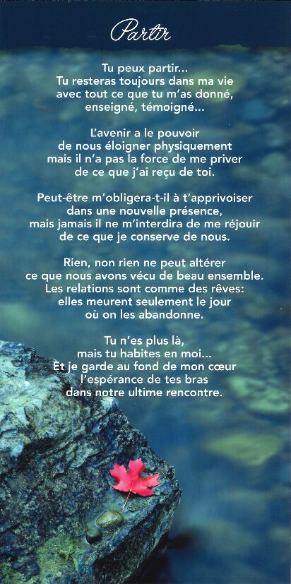 Tekstkaart 10,5x21cm + enveloppe - Partir