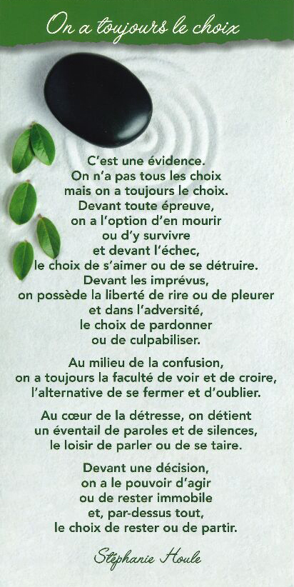 Carte texte 10.5x21cm + enveloppe - On a toujours le choix