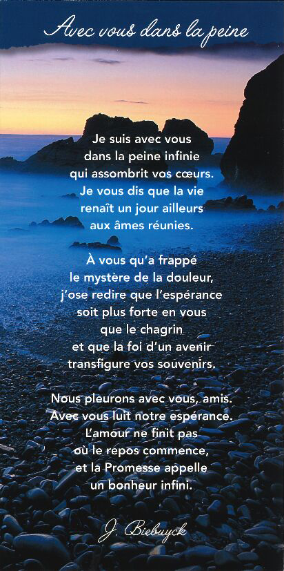 Tekstkaart 10,5x21cm + enveloppe - Avec vous dans la peine