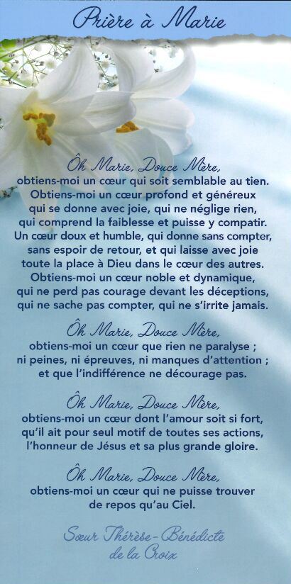 Carte texte 10.5x21cm + enveloppe - Prière … Marie
