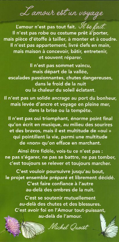 Carte texte 10.5x21cm + enveloppe - L'amour est un voyage