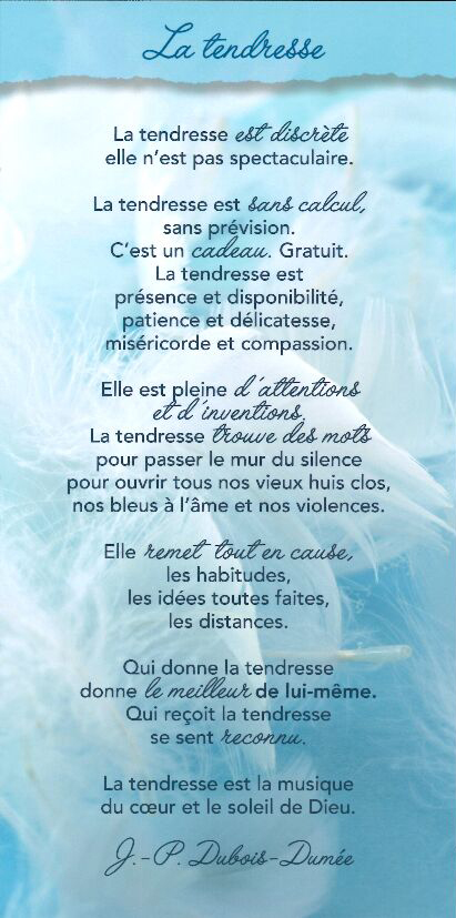 Carte texte 10.5x21cm + enveloppe - La tendresse