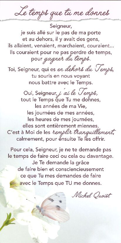 Tekstkaart 10,5x21cm + enveloppe - Le temps que tu me