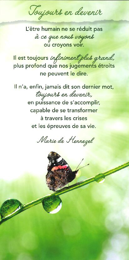 Tekstkaart 10,5x21cm + enveloppe - Toujours en devenir