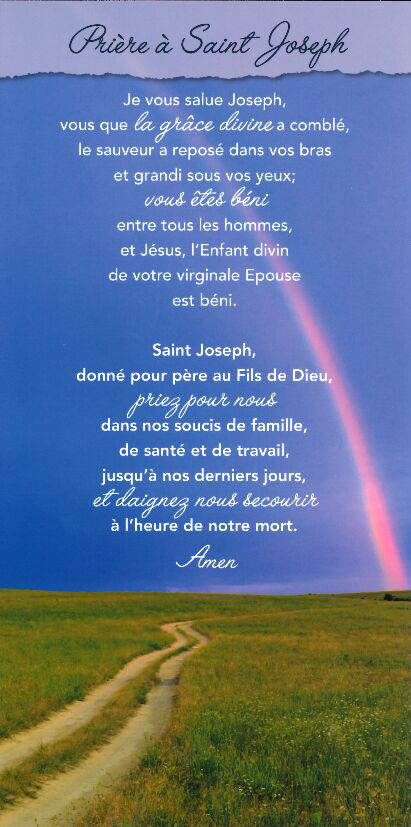 Carte texte 10.5x21cm + enveloppe - Prière … St Joseph