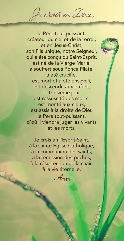 Carte texte 10,5x21cm + enveloppe - Je crois en Dieu