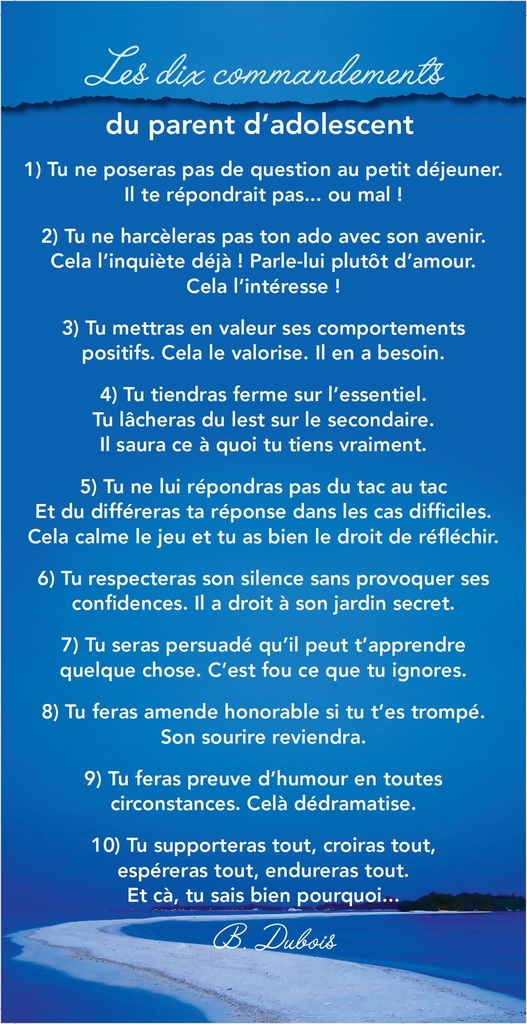 Carte texte 10,5x21cm + enveloppe - Les dix commandements...