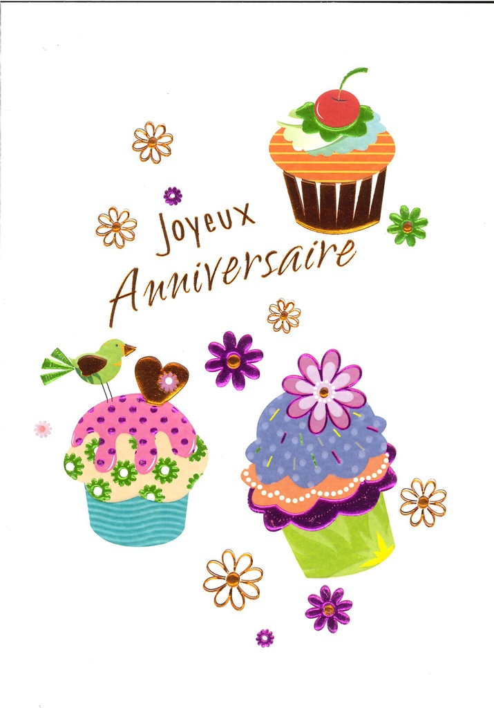 Wenskaart Joyeux anniversaire - 12x17cm/cello+omslag