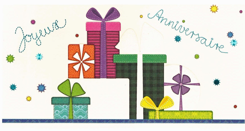 Wenskaart Joyeux Anniversaire - 11,5x21,9cm/cello+omslag