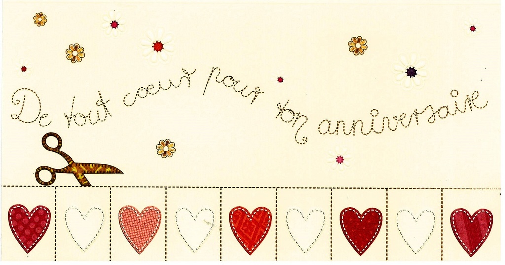 Carte double - De tout coeur pour ton anniversaire - envel/c
