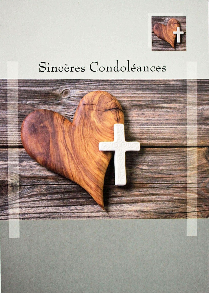 Carte double Sincères Condoléances - 12x17cm - envelop/cello