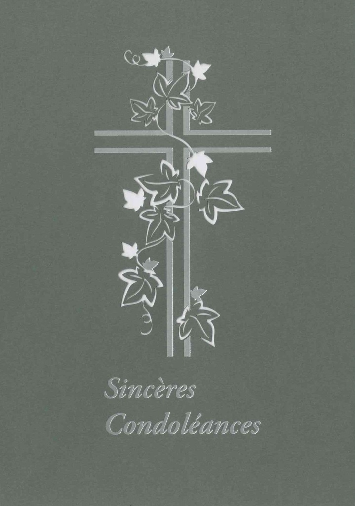 Wenskaart laser Sincères condoléances - 12x17cm/cello+omslag