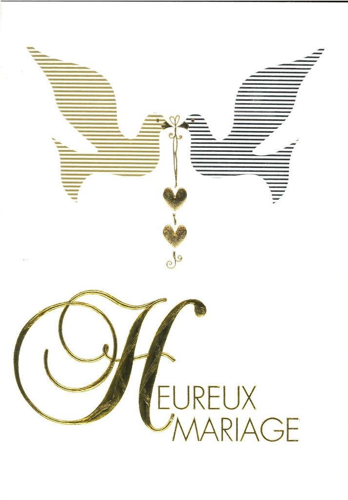 Wenskaart Heureux Mariage - 12x17cm/cello+omslag