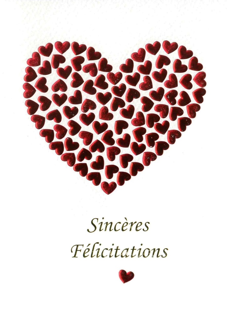 Carte double - Sincères Félicitations - envel/cello - 12x17c