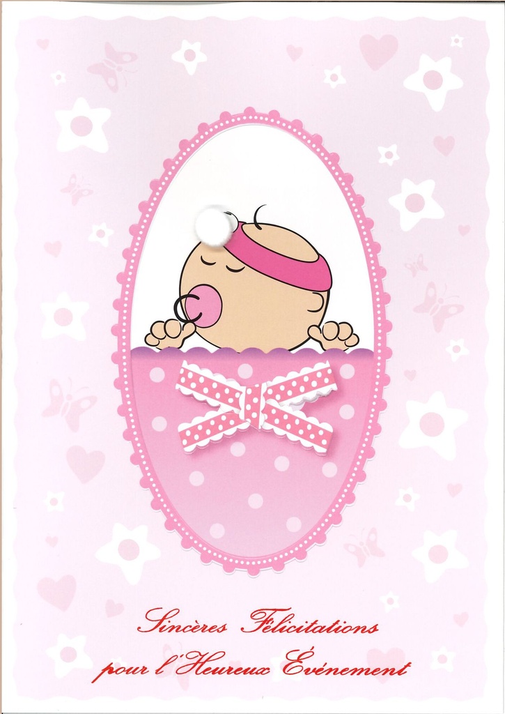 Wenskaart Sincères félicitations pour... - 12x17cm/cello+oms