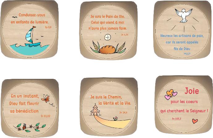 Dobbelsteen Colombe J. - kindergebedjes 'Artisan' - 39mm/meerkleurig