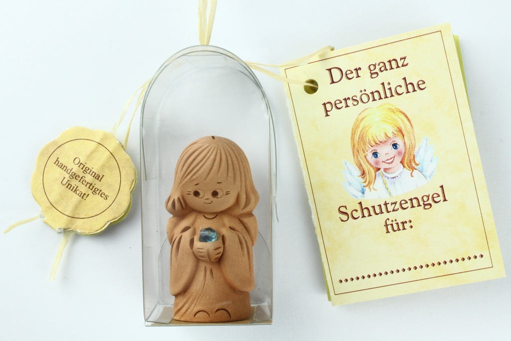 Angel porcelain with amber in cello - German