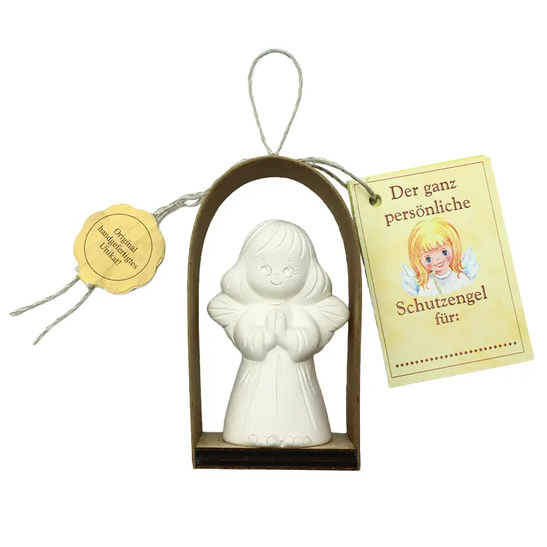 Big standing angel in bow porcelain - German/T-700-0