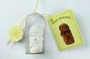 Angel porcelain with amber in cello - French/TW-2