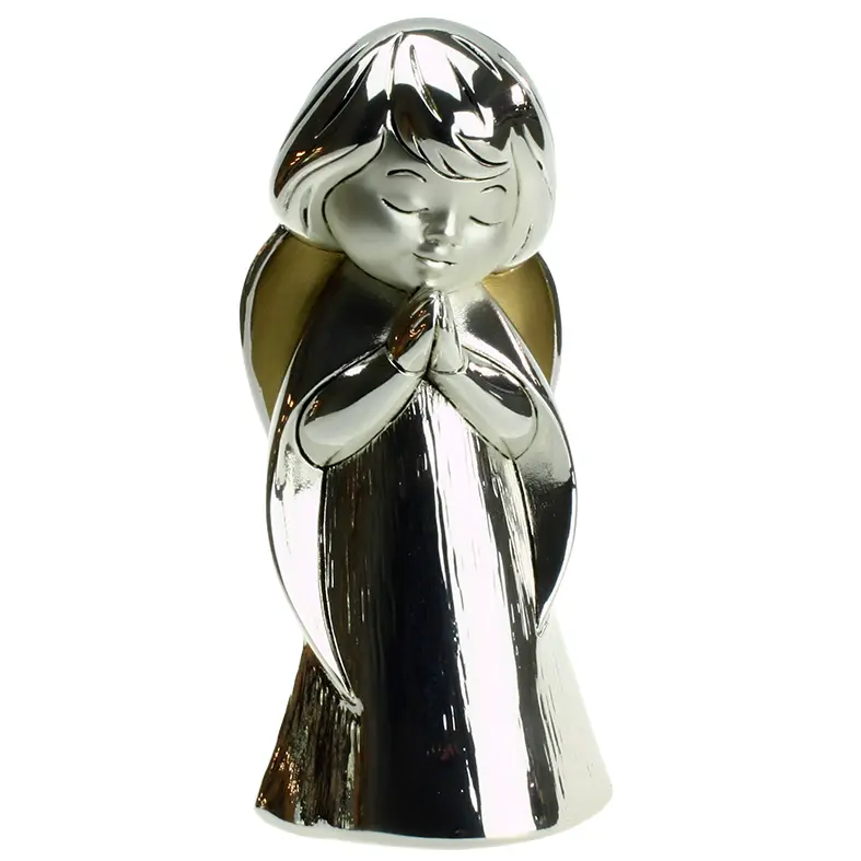 Ange priant - résine/argenté H 15cm