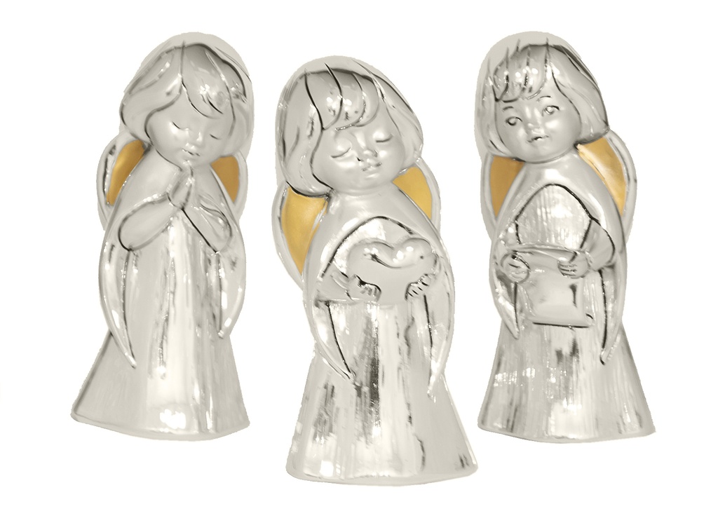 Biddend engeltje - kunsthars/verzilverd H 15cm