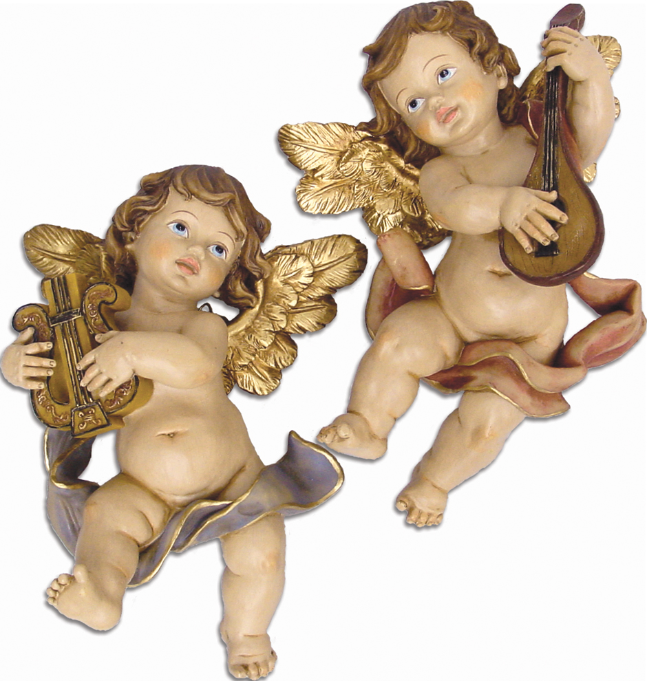 Ange Mural Harpe Et Luth  - 21 cm