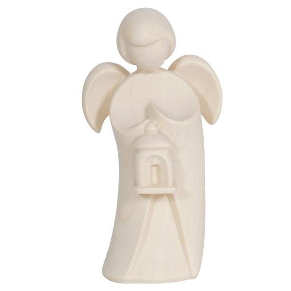 Ange avec lanterne - bois sculpté/natur - 7,5cm