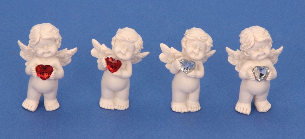 Babyengel mit Herz h=5cm sort. in Ttchen+Display