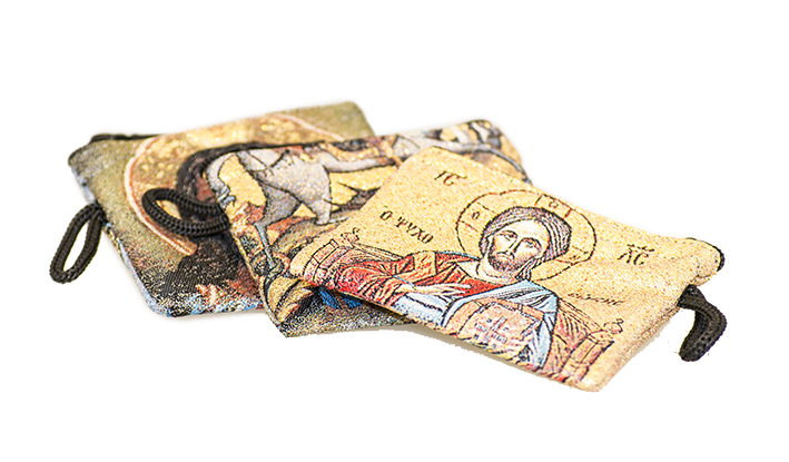 Assortiment (4) rozenkranszakjes/ikoon (105x70mm)