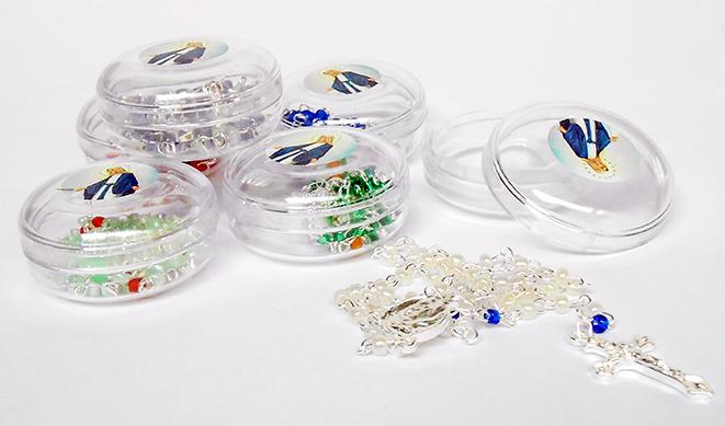 Doosje met minirozenkrans - kleurenassortiment (Ø32x18mm)