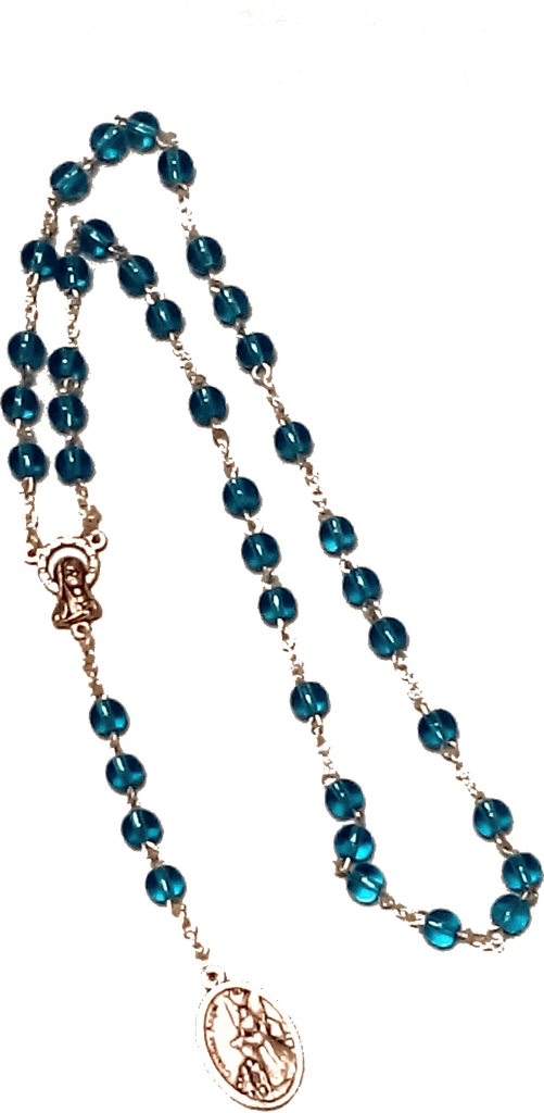 Chapelet/semi-cristal - St Michel - 6mm/bleu